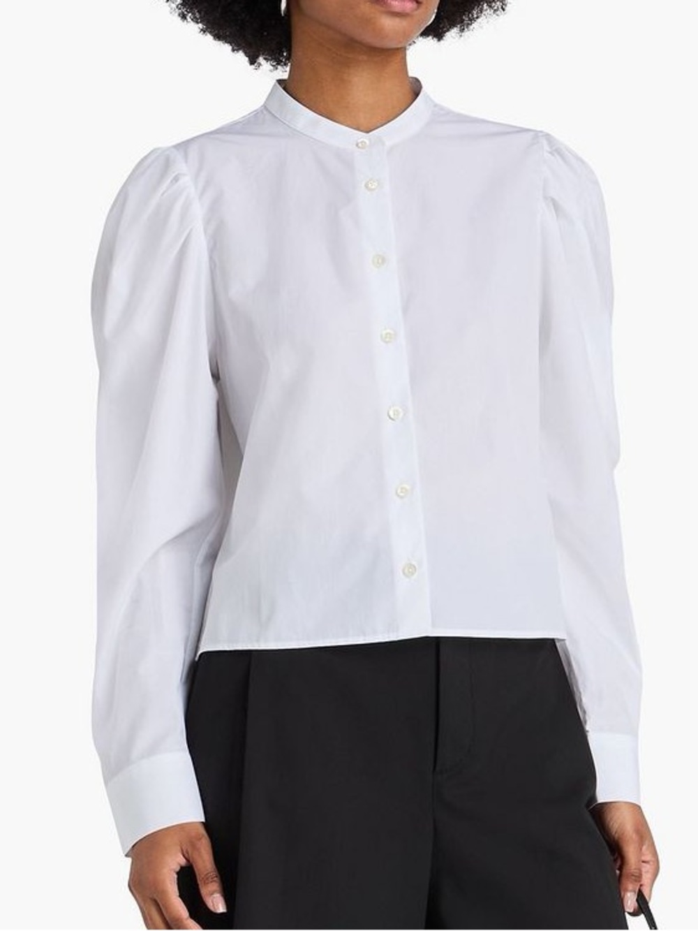Frame Denim White Button-Front Puff Sleeve Shirt